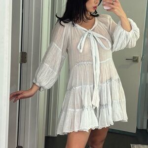 Cappuccino Made in France Elegant Linen Boho Dress